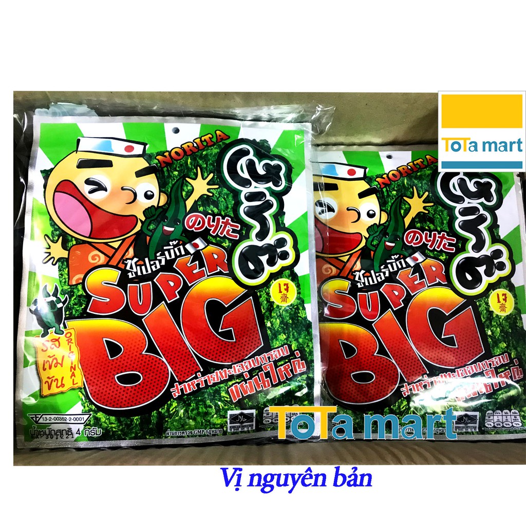 Rong biển SUPER BIG NORITA Thái Lan ăn liền 4g/gói.