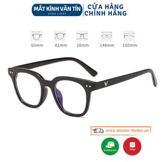 Kính mắt thời trang Eyes Light T423 gọng kính giả cận nam nữ chữ V mắt vuông 2 chấm góc