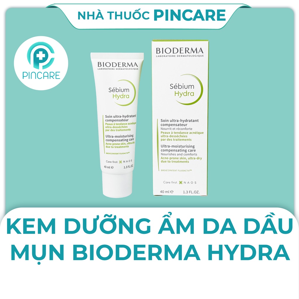 Kem dưỡng ẩm cho da dầu mụn Bioderma xanh Sebium Hydra 40ml - Hàng chính hãng - Nhà thuốc PinCare