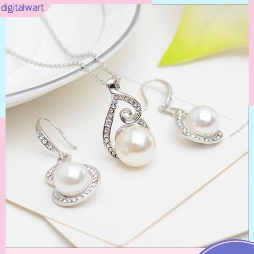 Set Vòng cổ Và Đôi Khuyên Tai Đính Ngọc Trai Nhân Tạo Xinh Xắn Thời Trang Dành Cho Nữ