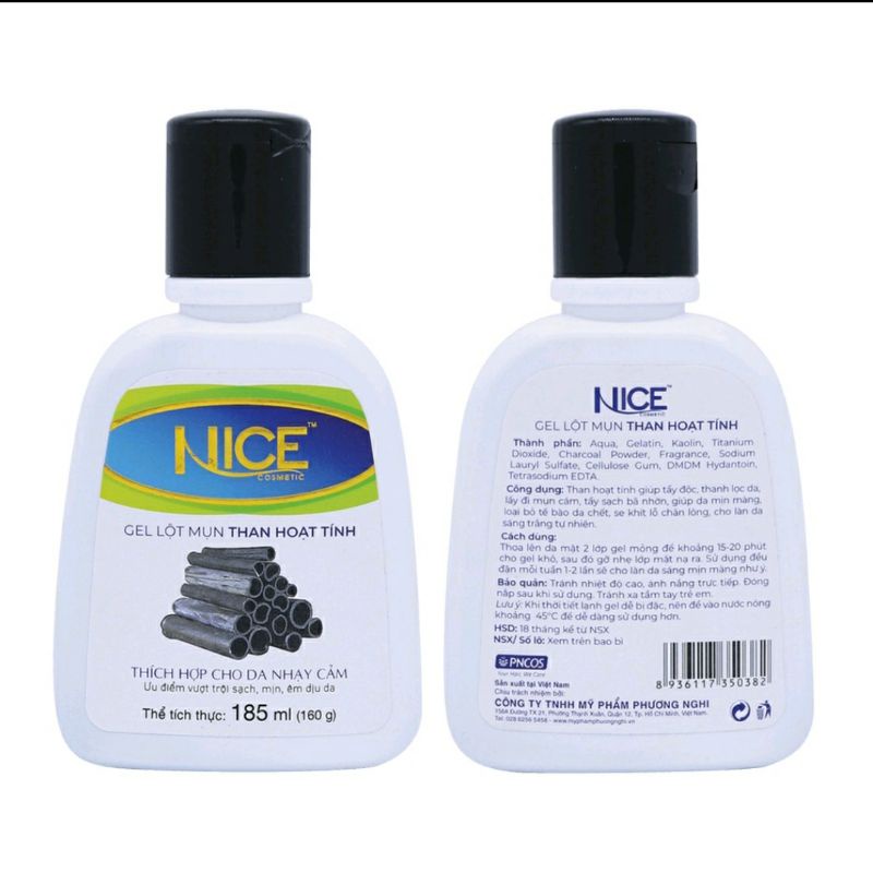 GEL LỘT MỤN CÁM/ MỤN ĐẦU ĐEN- GEl HÚT MỤN THAN HOẠT TÍNH NICE 185ML