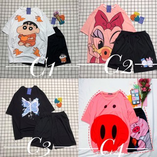 Set Bộ Unisex Nam Nữ Hoạt Hình, Đồ Bộ Thun , Set đồ mặc nhà, bộ ngủ Nam Nữ Mặc Được