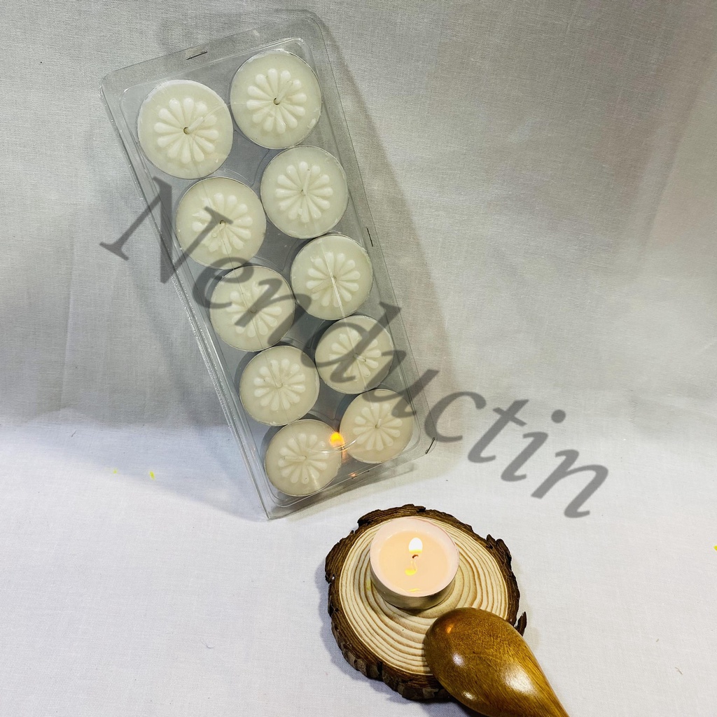Vỉ nến tealight 10 viên cao cấp Đức Tín cháy trên 4h không khói không mùi an toàn cho người sử dụng
