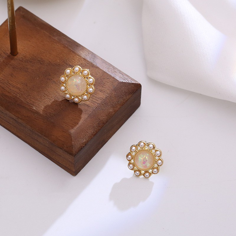 Khuyên tai kẹp không bấm lỗ chốt cố định K151 bằng hợp kim mạ vàng hình tròn dáng ngắn Leous Accesories