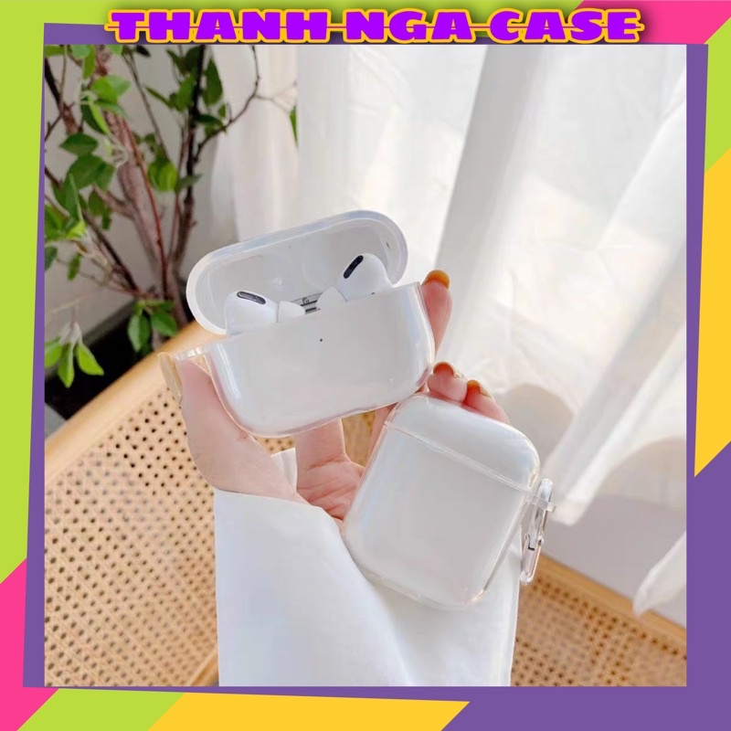 Case Airpod 1/2/Pro/Ap3 trong suốt cao cấp kèm móc sắt