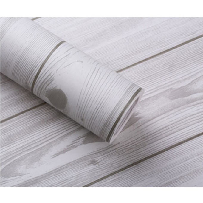 1 mét Decal giấy dán tường giả ván xám sọc khổ 45cm keo sẵn