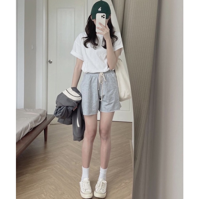 Áo phông trơn to rộng nam nữ đều mặc được Áo pull basix phong cách Hàn Quốc