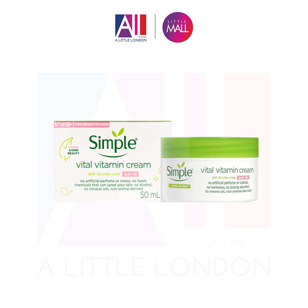 [TOP 1 SHOPEE] Kem dưỡng ngày Simple Kind To Skin Vital Vitamin Day Cream SPF15 50ml (Bill Anh)