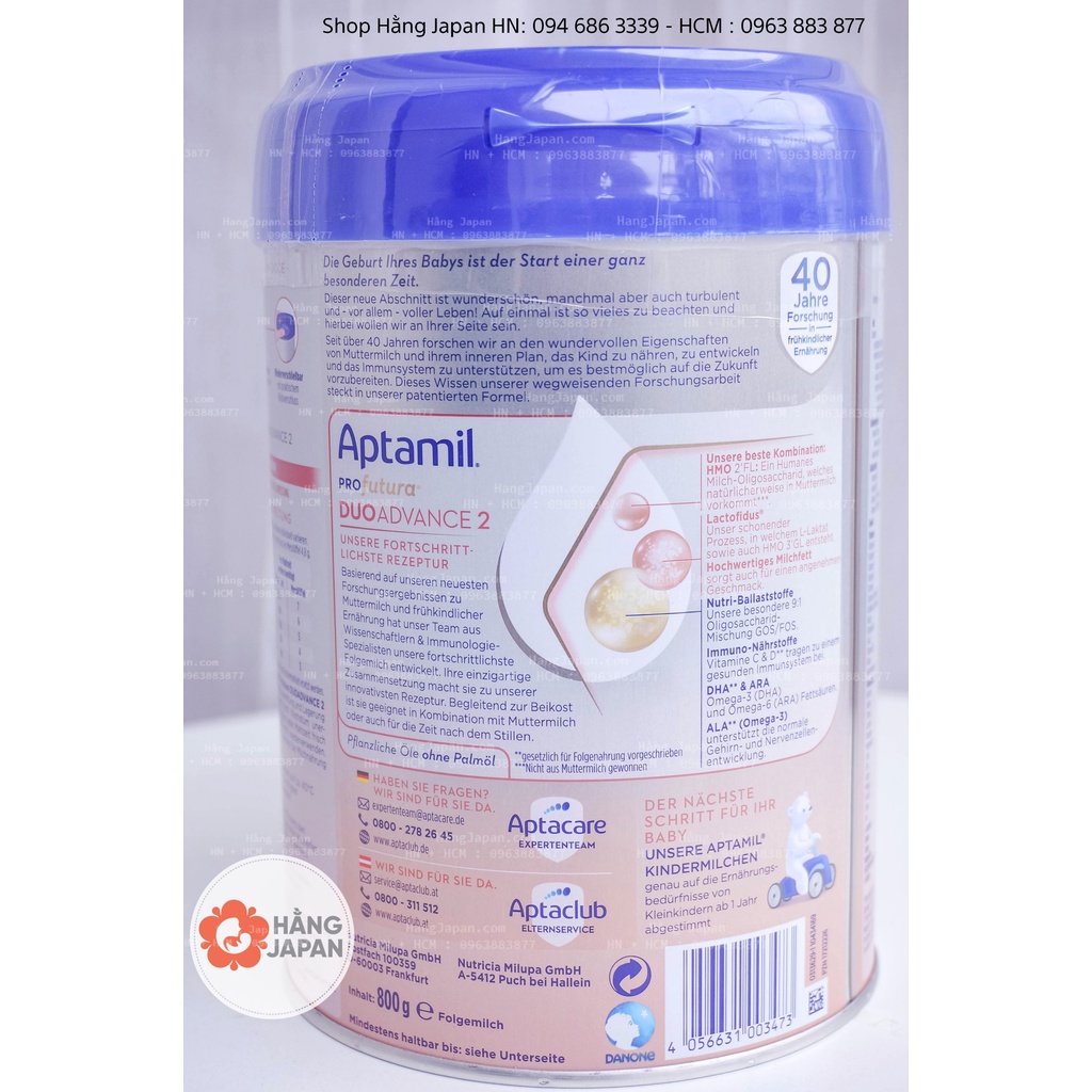 Sữa Aptamil Profutura hàng Đức cho bé từ sơ sinh trở lên hộp 800g