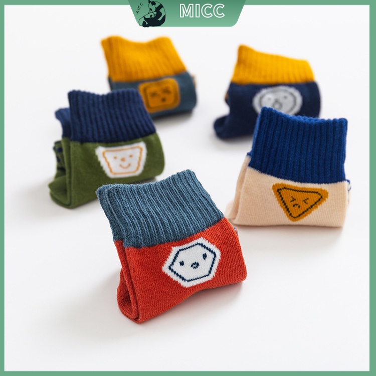 Set 5 đôi tất cotton dễ thương cho bé trai từ 1-12 tuổi