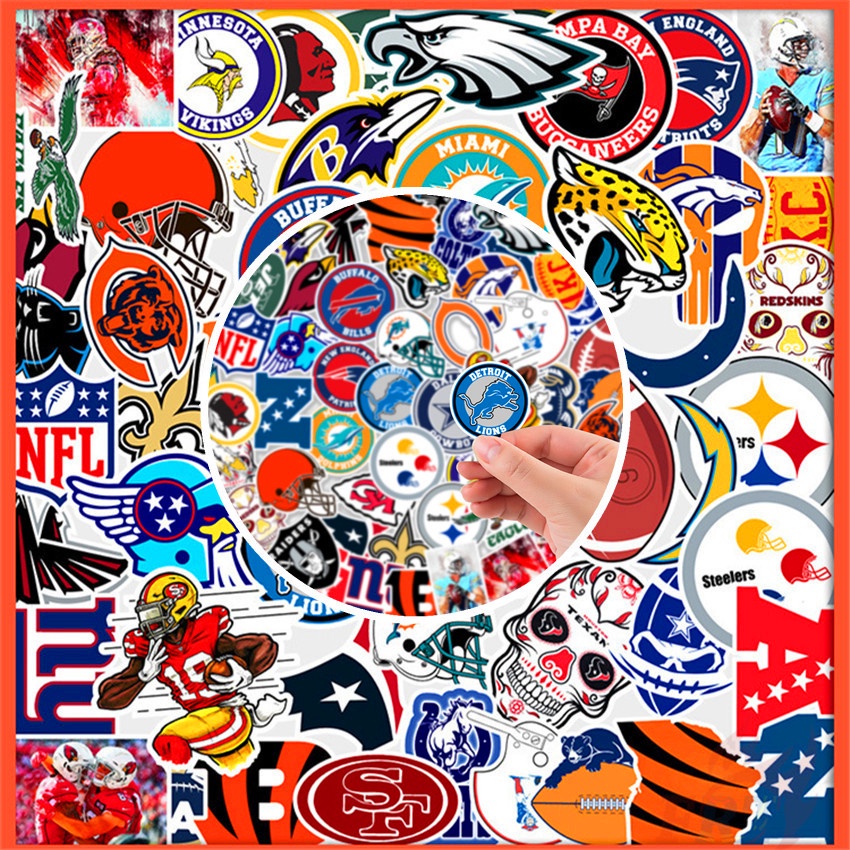 Set 50 miếng dán NFL logo bóng đá 03 chống thấm nước thời trang