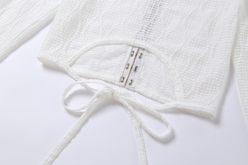 MODOU Women Long Sleeve Crochet Cotton Knit Short Tshirt Cardigan