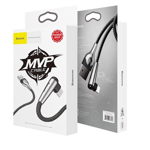 Dây Sạc Nhanh Iphone Chuyên Chơi Game Với Đầu Gập 90 Độ Không Lo Bị Vướng Tay Đèn Led Báo Sạc Dài 1m Hãng Baseus