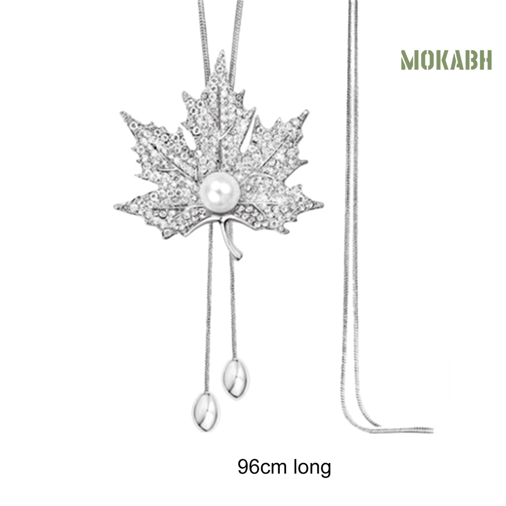 Vòng cổ Hợp Kim Mặt Hình Lá Phong Đính Đá Thời Trang Cho Nữ