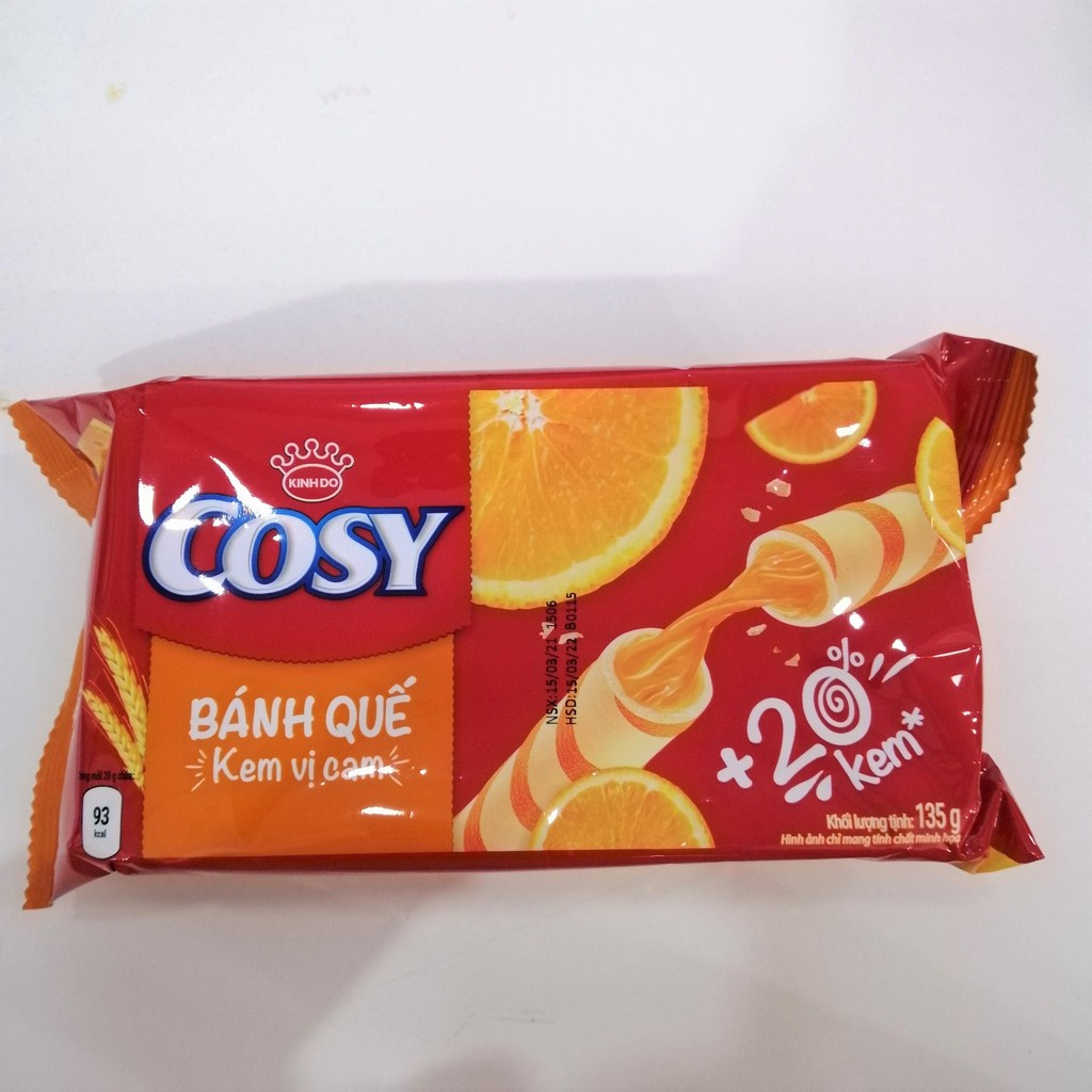 Bánh Quế Kem Cosy Vị Cam (Gói 135g)