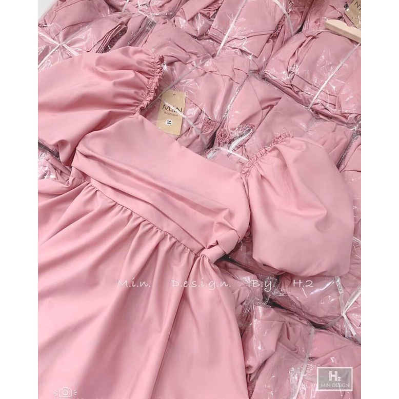 [ SIÊU PHẨM 2022] Váy BaByDoll cổ vuông tay phồng nơ lưng màu xanh Cốm - Hồng - ZADOLA FASHION