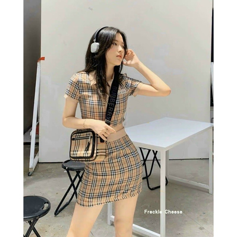 Set Áo Croptop Chân Váy Ngắn Chữ A Sọc BBR Đì Or Siêu Sang Chảnh Đen Trắng Nude DRSET5 Mys Unicorn Fashion | BigBuy360 - bigbuy360.vn