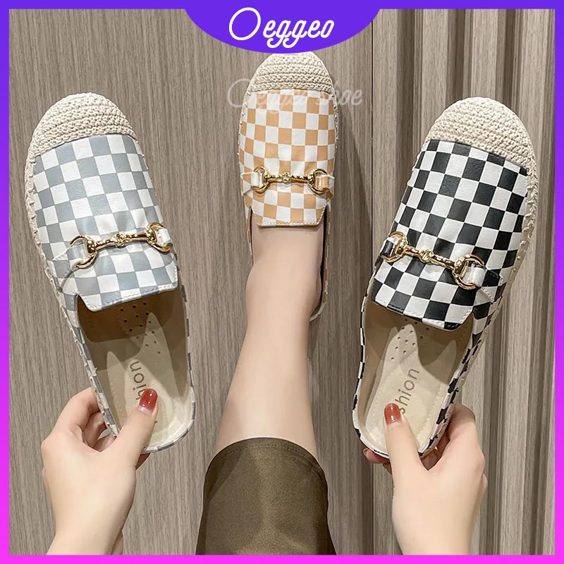 Oeggeo shop Giày Lười Đế Bằng Thiết Kế Đơn Giản Cho Nữ