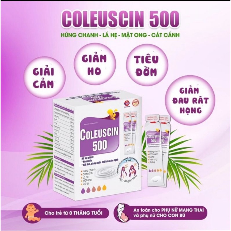 Siro giải cảm, giảm ho COLEUSCIN 500 (Dùng được cho phụ nữ có thai và trẻ em)