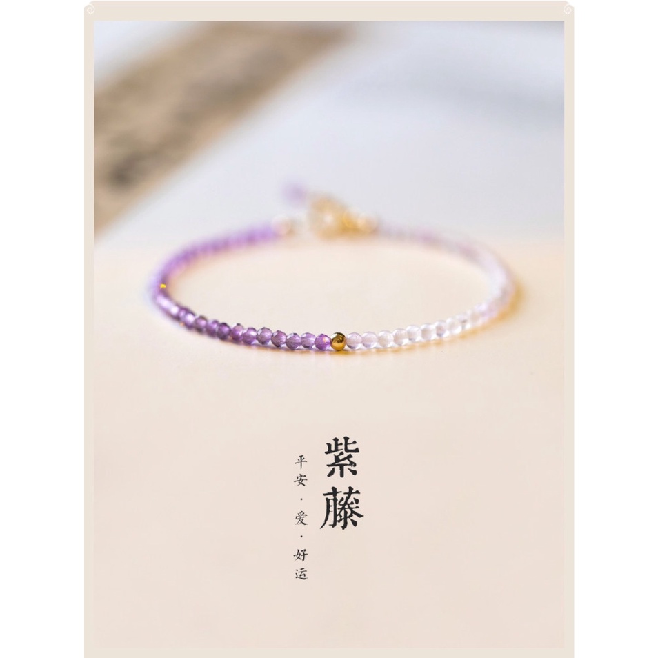 [Hàng Mới] Vòng Tay Hoa Oải Hương Đính Pha Lê Trắng Phong Cách Retro