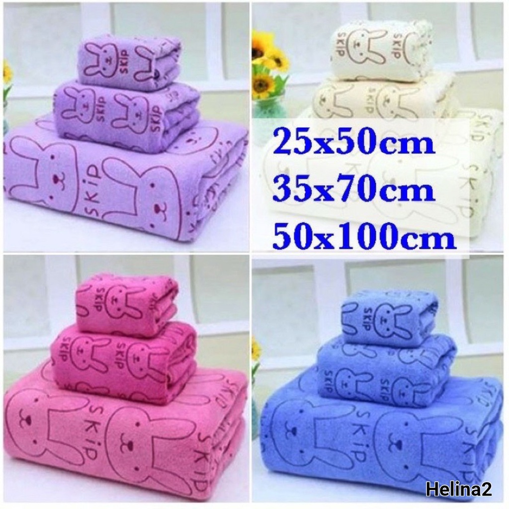 Sét 3 khăn mặt, tăm, gội siêu mềm mịn họa tiết kute dễ thương chất mềm mịn thấm nước tốt