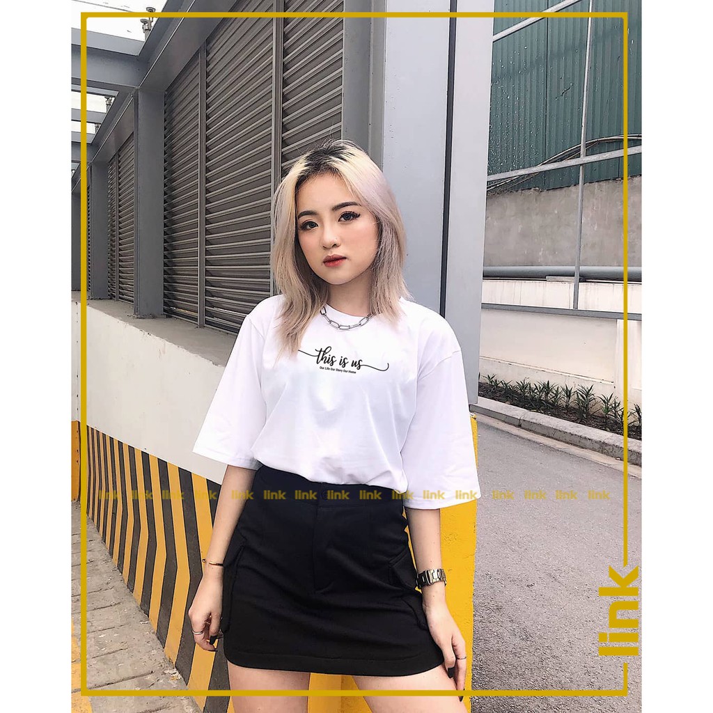 Áo phông tay lỡ THIS IS US dáng rộng unisex