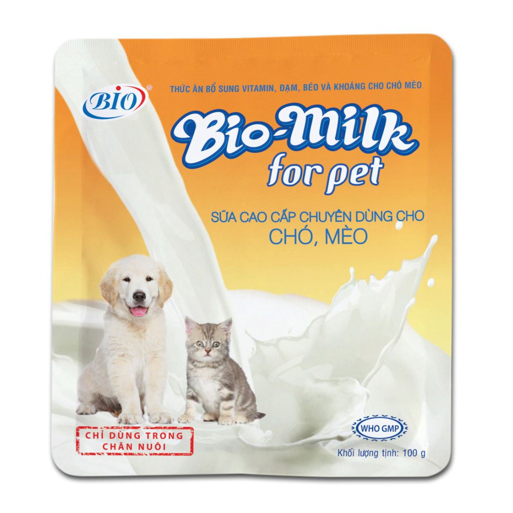 SỮA CAO CẤP CHUYÊN DÙNG CHO CHÓ MÈO CON BIO MILK GÓI 100g