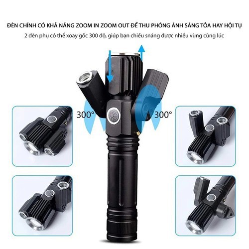 [FREESHIP] Đèn Pin Cầm Tay 3 Bóng Xoay 360 Độ Siêu Sáng