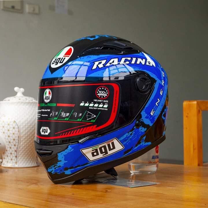 Nón Phượt Fullface Agu Racing Xanh Dương