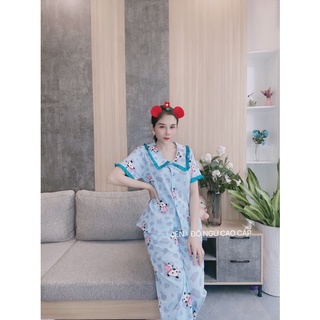 [CHÍNH HÃNG][Hình thật]Bộ đồ ngủ lụa thái quần dài cổ tiểu thư JEN