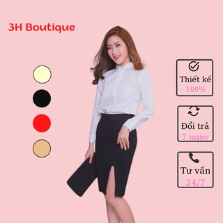 Chân váy xẻ tà dáng dài bigsize, chân váy lưng cao bút chì công sở ôm chất vải umi co dãn