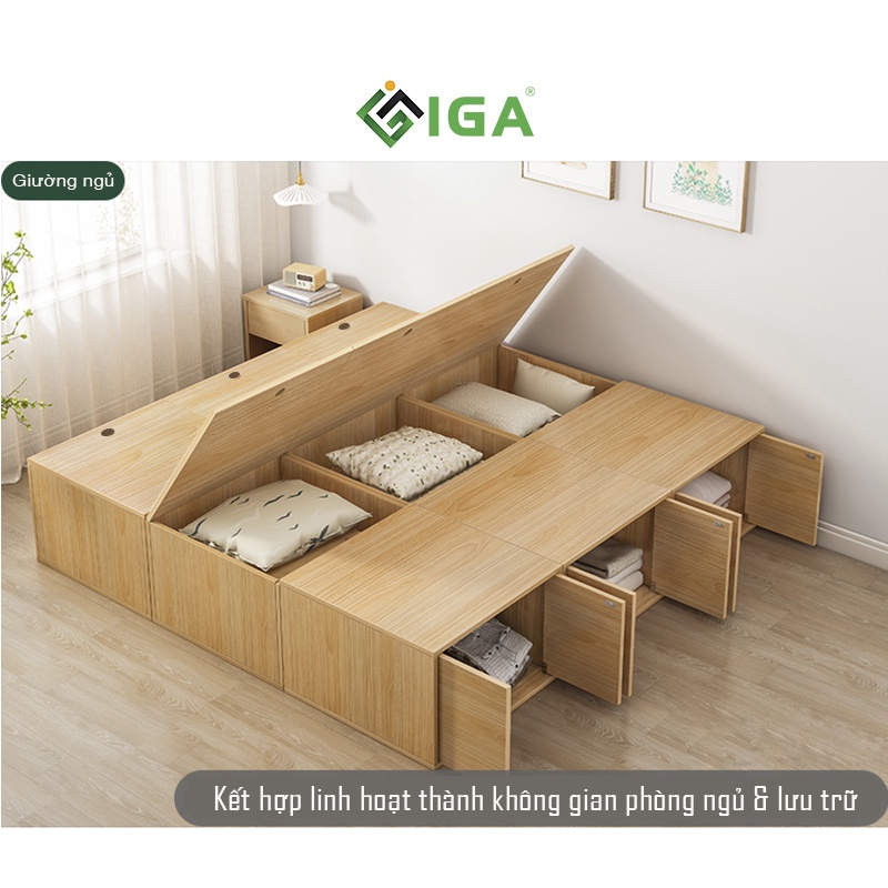 Tủ đồ đa năng, tủ đồ hộp IGA có thể làm giường lưu trữ chăn quần áo đồ dùng tiết kiệm diện tích - GP182/183