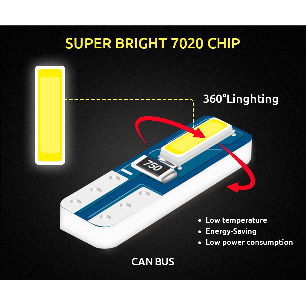 Set 10 bóng đèn LED LYMOYO T5 Canbus W3W 74 286 W1.2W 12V cho nội thất xe hơi