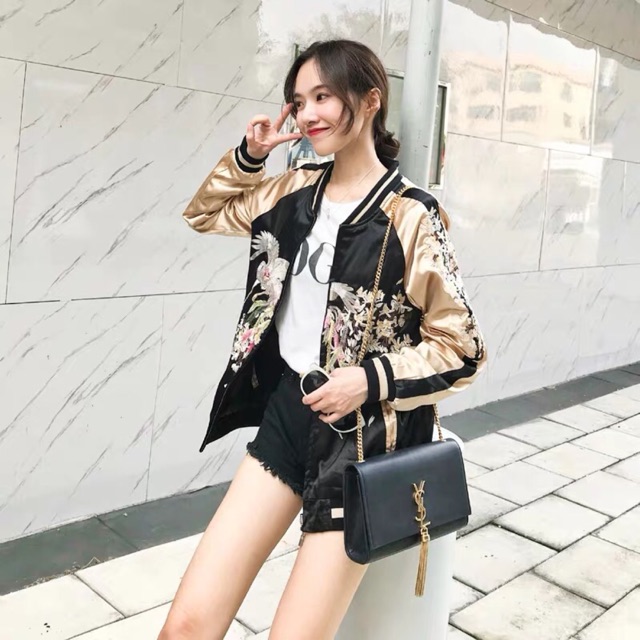 HÀNG CÓ SẴN - Áo bomber hai mặt hoạ tiết thêu cực đẹp [ ba ảnh cuối hình thật áo ]