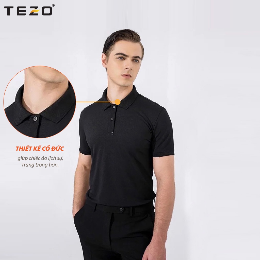 Áo polo nam Tezo  thun nam phối bo 4 màu 2104APCT08