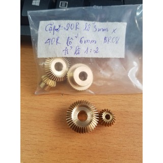 Bánh răng côn răng thẳng tỉ lệ 1:2 ,2 trục ăn khớp 90 độ