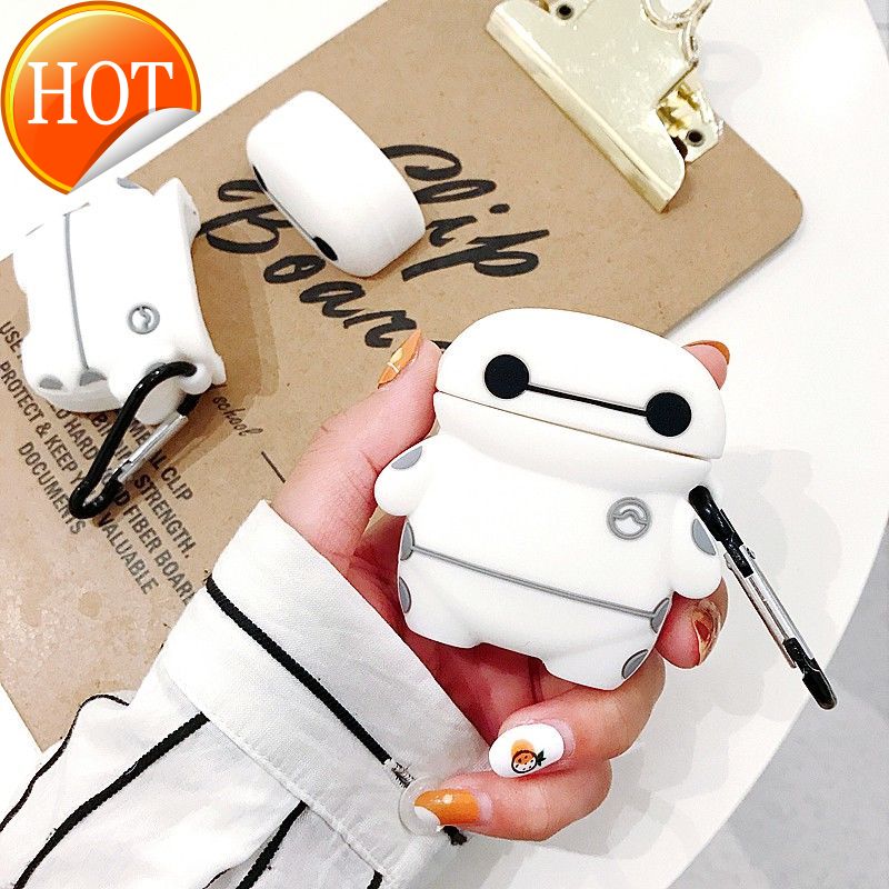 Promotion 3D Cartoon Big Hero 6 cute Baymax case for Air pods 1 2 Cover For Apple Wireless Bluetooth Headset Airpods Silicone Case