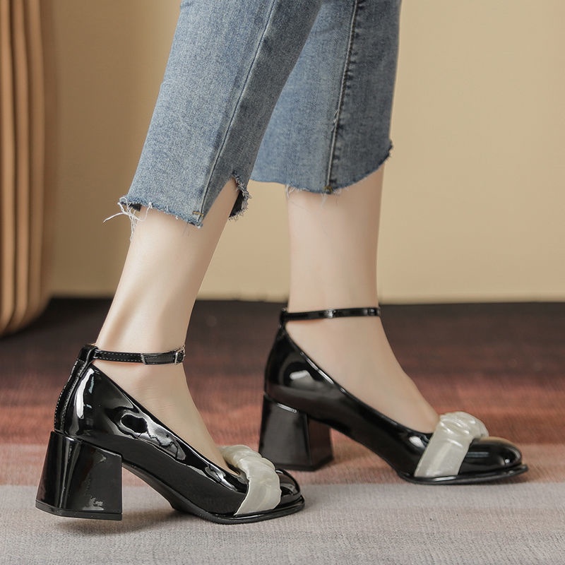 Giày Cao Gót Da Đế Dày Thanh Lịch Hợp Thời Trang Cho Nữ