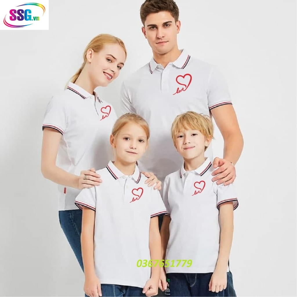 Áo thun polo viền đủ màu - in hình chữ Love