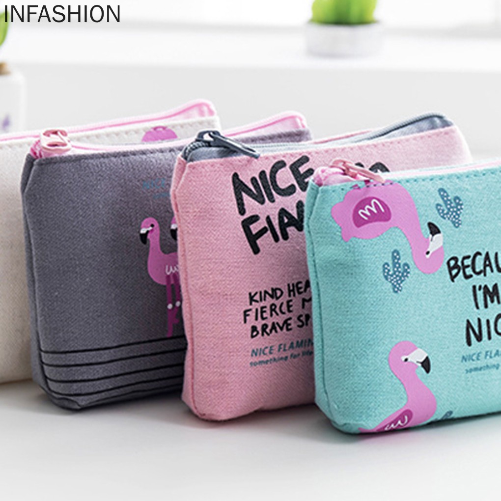 Ví Đựng Tiền Thiết Kế Nhỏ Nhắn Bằng Vải Canvas In Họa Tiết Dễ Thương Cho Nữ