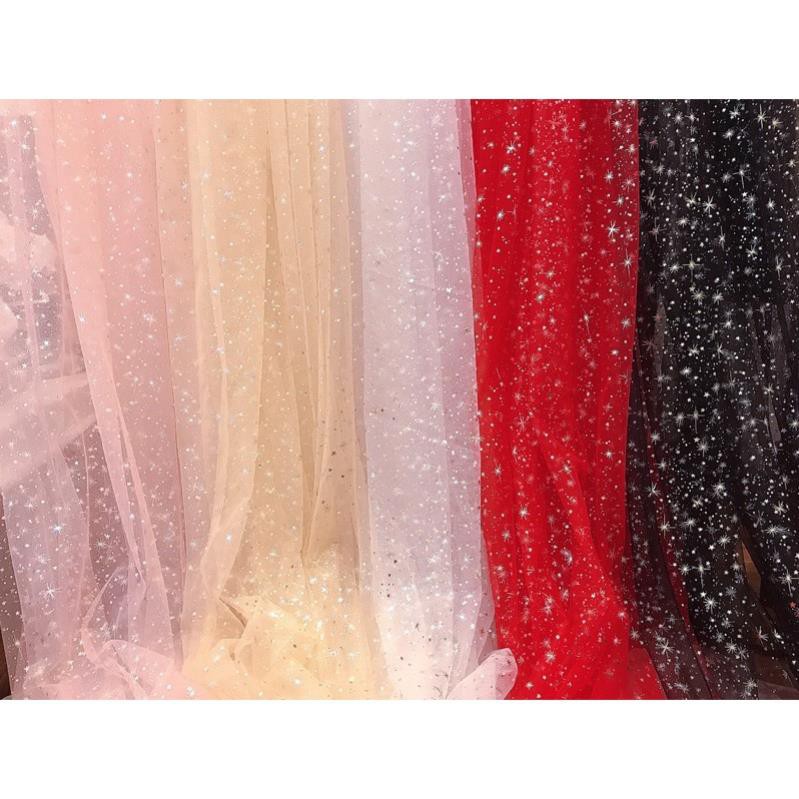 Vải voan lưới ngôi sao lấp lánh may váy làm scrunchies làm rèm, background, decor studio siêu xinh 👗 *