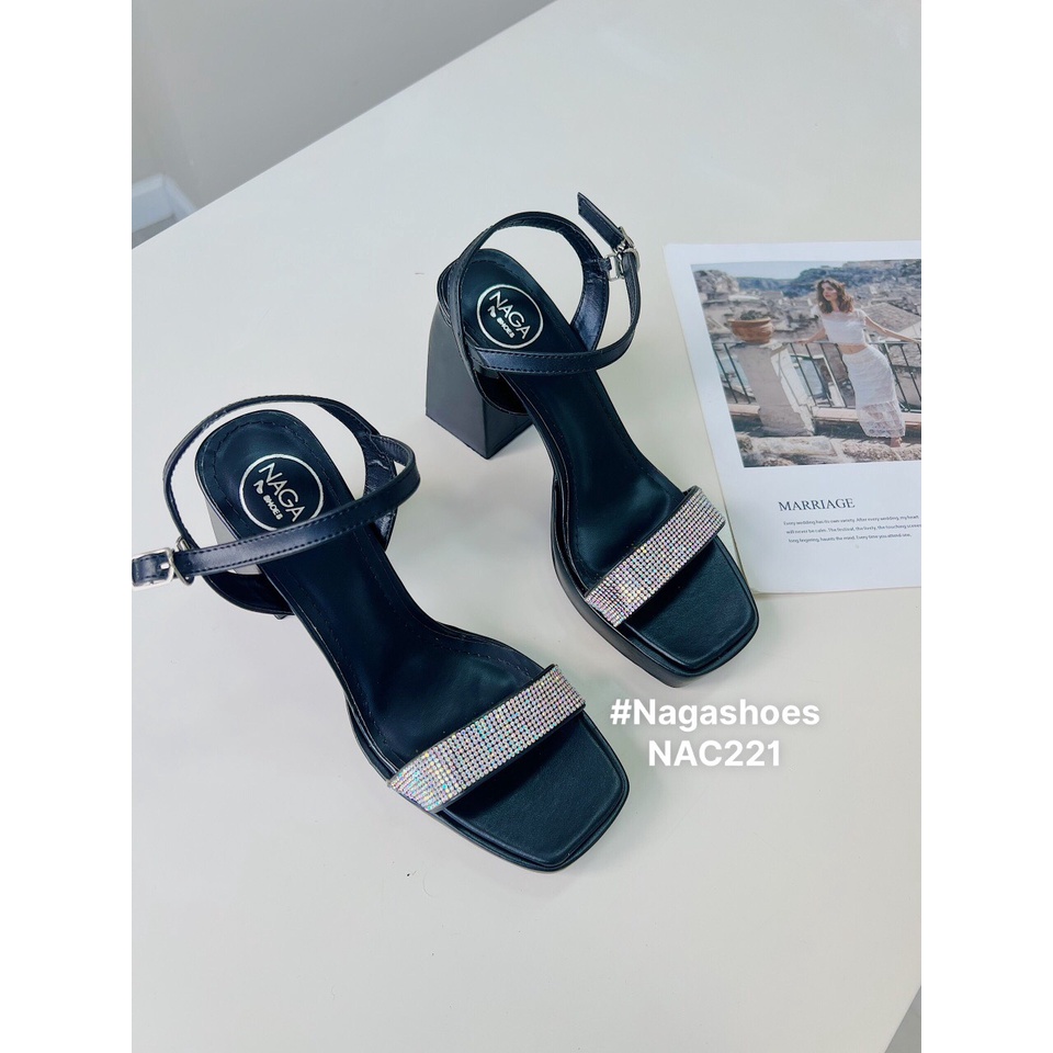 GIÀY CAO GÓT NAGASHOES ĐẾ ĐÚP QUAI ĐÍNH CƯỜM 9CM NAC221