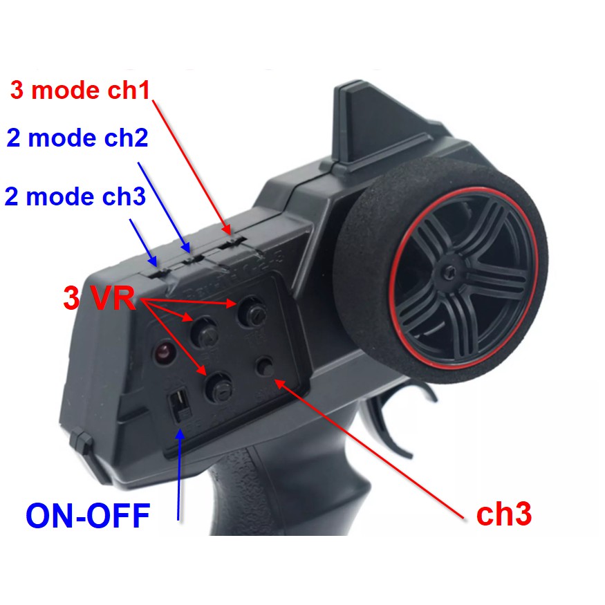 Bộ Điều Khiển 3ch có Điều tốc, RX có ESC 20-30A, 3 mode tốc độ và khiển được 2 servo (chế đánh lái và vô số cho xe