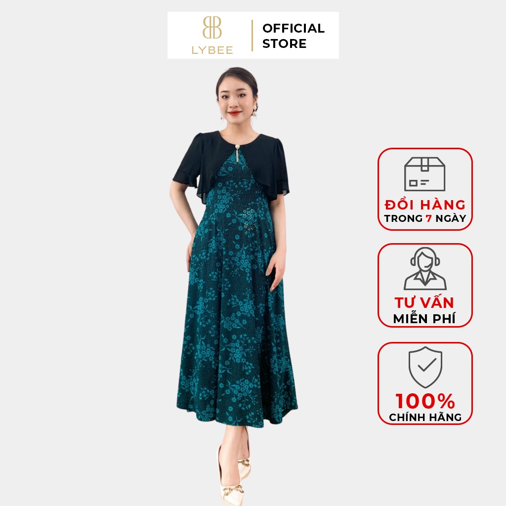 Đầm trung niên cho mẹ LYBEE thời trang thiết kế cao cấp thích hợp du lịch, dự tiệc, công sở LV727