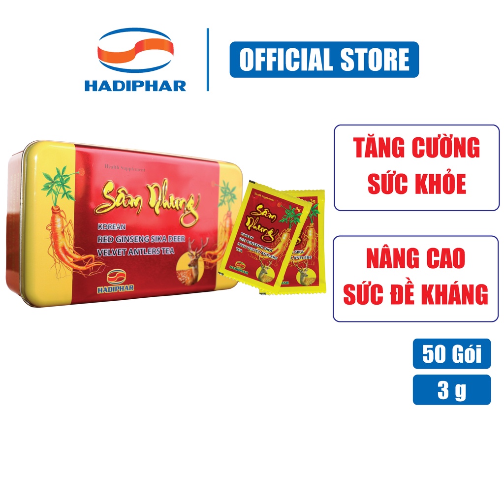 Trà sâm nhung Hadiphar bồi bổ cơ thể tăng sức đề kháng ( Hộp cao cấp 50 gói x 3g )