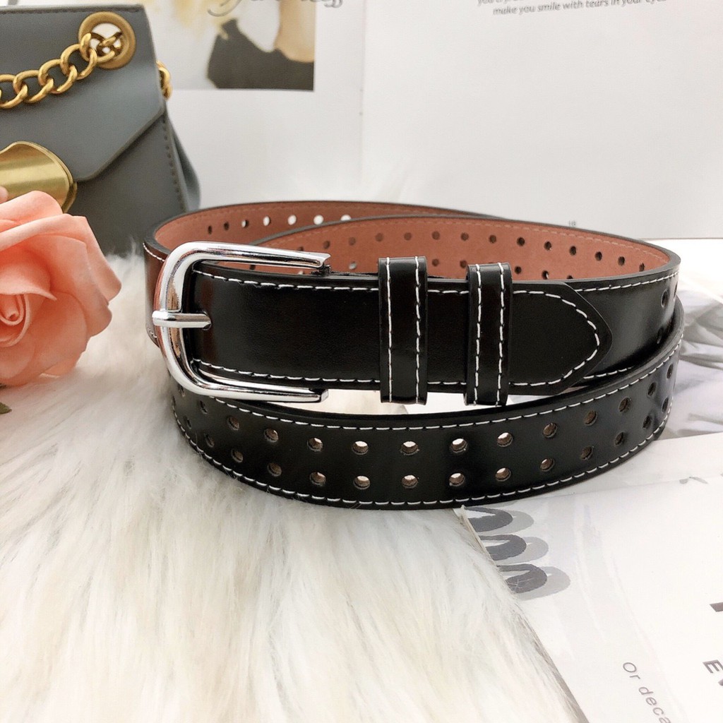 thắt lưng hot hit đục 2 hàng lỗ cực đẹp siêu hot ảnh thật bản 2,5cm