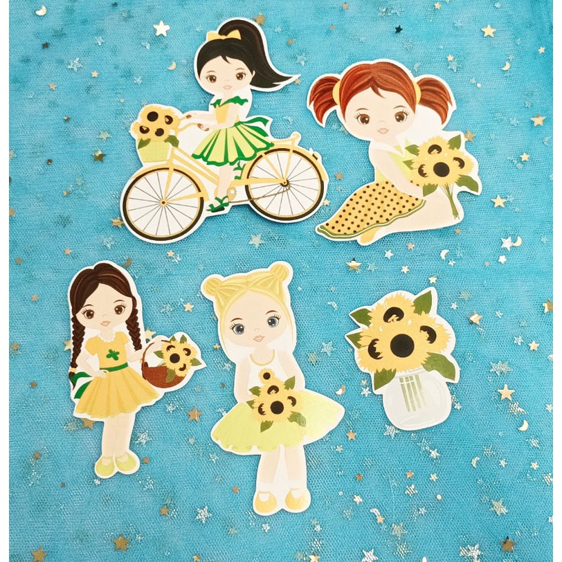 phụ kiện bánh kem [FREESHIP❤️] set cắm 4 cô gái váy vàng