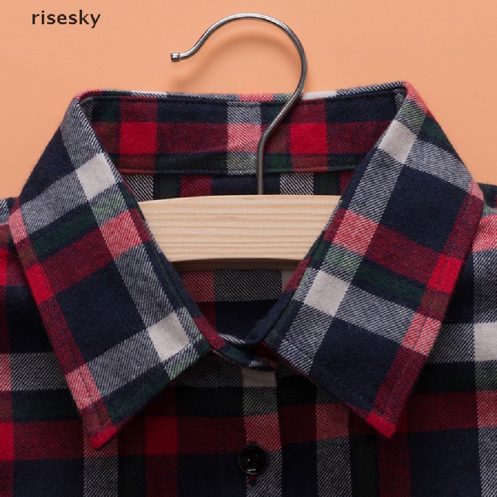 [risesky] Áo Sơ Mi Giả Cổ Bẻ Rời Được Họa Tiết Kẻ Ô Dành Cho Nam Nữ / Phụ Kiện ♨Trên đó