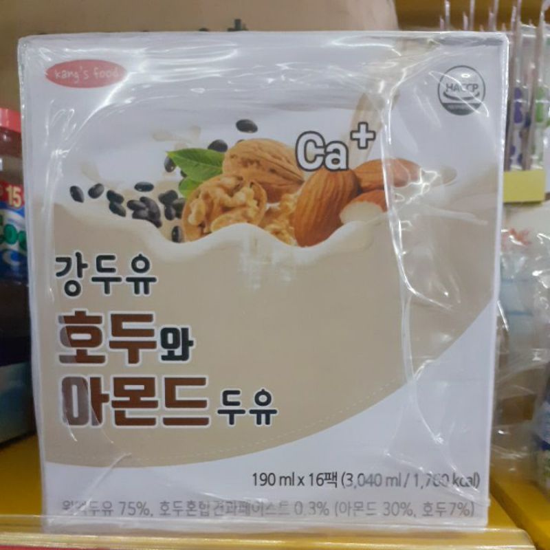 Sữa óc chó hạnh nhân đậu đen Canxi Hàn Quốc kang's food HACCP hộp 190ml