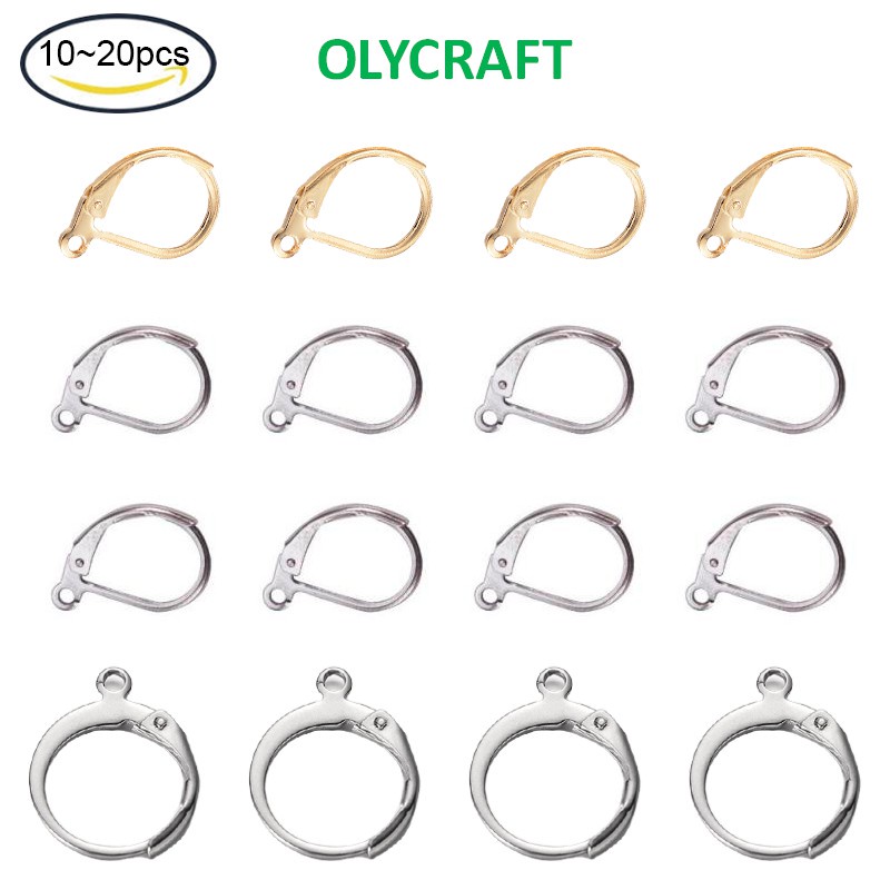 Set 20 / 10 Khuyên Tai Thép Không Gỉ Kích Thước 19x9.5mm Lỗ 2mm Cho Nam Và Nữ